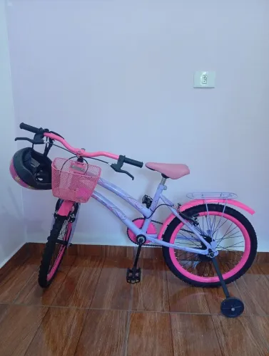 Bicicleta Aro 20 Infantil Colli Celina Lilás com Cestinha Freio V Brake