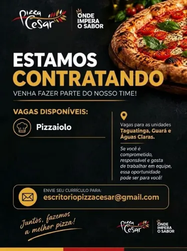VAGA DE EMPREGO PARA PIZZAIOLO