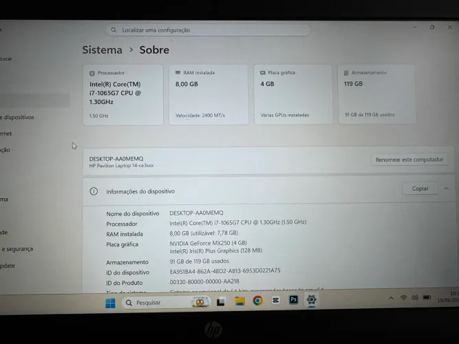 Notebook hp i7