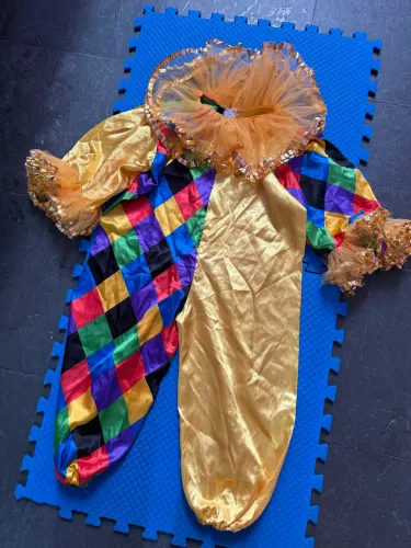 Fantasia Palhaço Circo Infantil Amarelo - 90cm de Altura