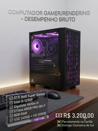 Computador GTX 1660 SUPER | I3 12100F | SSD 240GB | HD 500