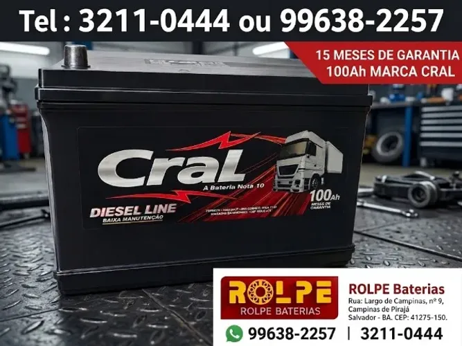 Bateria 100Ah Cral para Linha Diesel e Pesada c/ Garantia