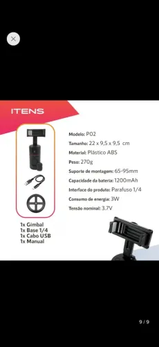 Gimbal Estabilizador P02 360° com Rastreamento Facial e Controle - para Celular