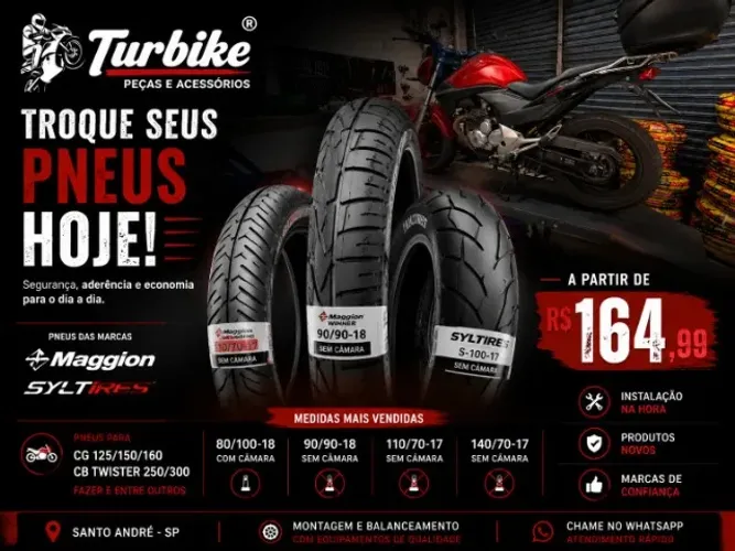 Pneus Cg 125 150 160 80/100 90/90 110/70 140/70 Fazer 250 Cb 300 Bros Instalação Grátis