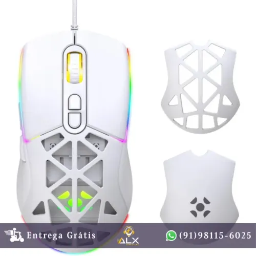 Mouse Gamer 12800dpi Striker Personalizável Programável Branco Fortrek *ENTREGA GRÁTIS*
