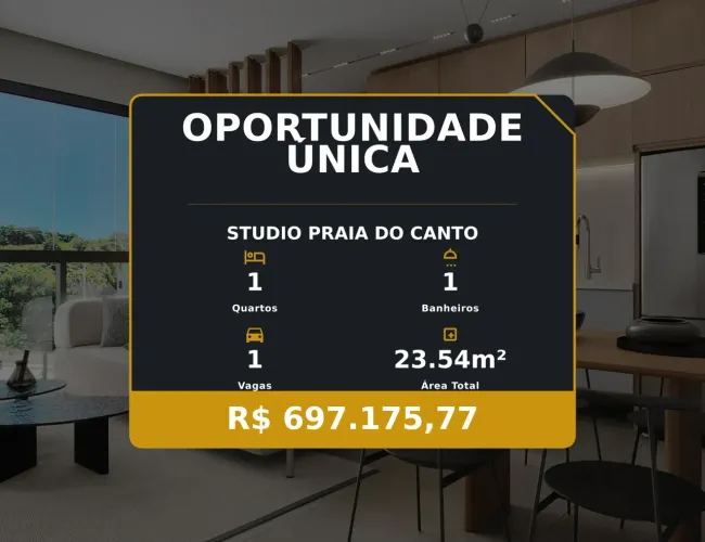 Seu novo lar: Studio moderno na Praia do Canto