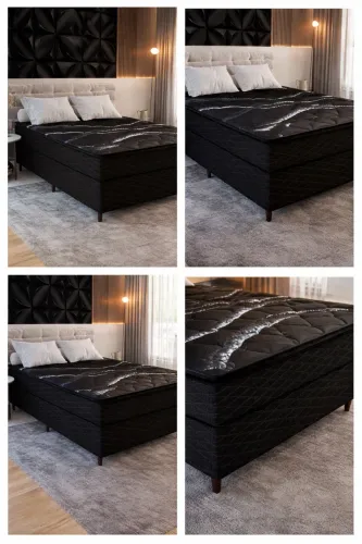 Cama Box de Casal Umaflex New Itália Black com Molas Ensacadas pillow top nova