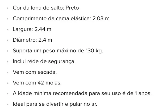 Cama Elástica/ pula pula de 2,44 Novo