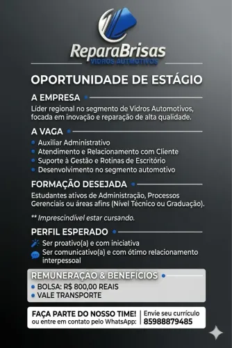 Reparabrisas está em busca de estagiário