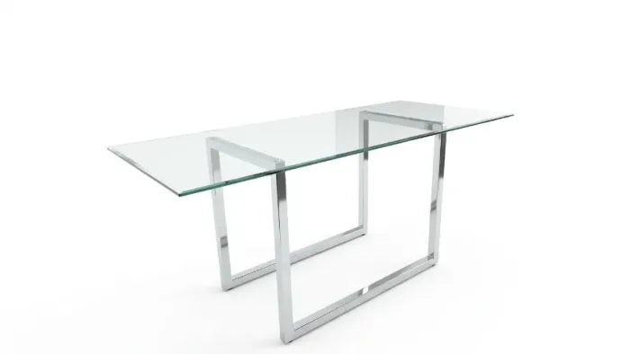 Mesa de jantar tampo em vidro e suporte metálico
