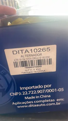 Alternador Toyota corolla XE 1.8/2.0 2014