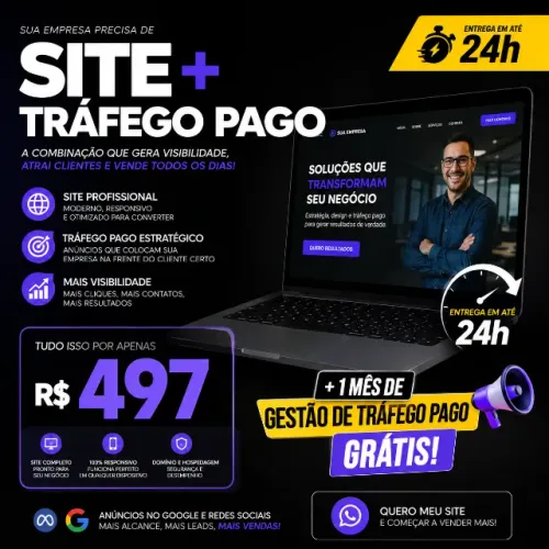 Site Profissional + 1 Mês de Gestão de Tráfego Pago