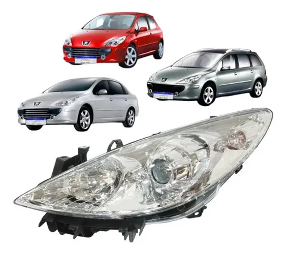 Farol Peugeot 307 2007 2008 2009 2010 2011 2012 Cromado Le Esquerdo