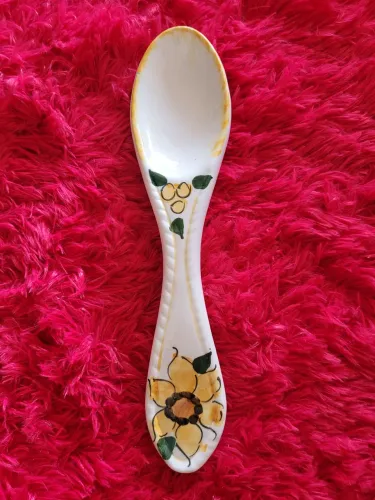 Colher decorativa 30 cm de louça pintada a mão