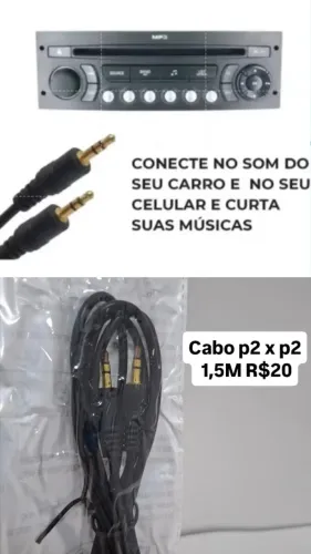 Cabo p2 x p2 1,5m / 5M/ conversor de video pra traçado leiam a descrição 