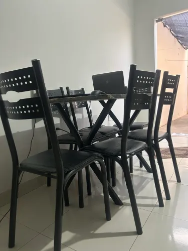 Mesa granito 6 cadeiras 