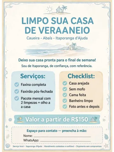 Limpo casa de veraneios
