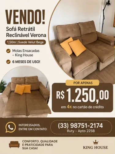 SOFÁ RETRÁTIL RECLINÁVEL VERONA