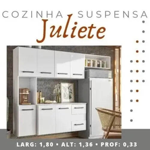 Cozinha Suspensa Juliete 7 Portas 2 Gavetas, Pague na Entrega, Cartão 12x!