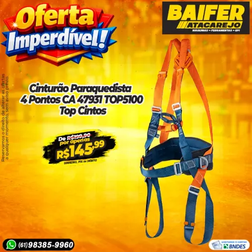 Cinturão Paraquedista 4 Pontos CA 47931 TOP5100 Top Cintos