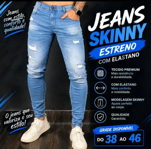 Calças jeans Destroyed Masculina Jeans Premium