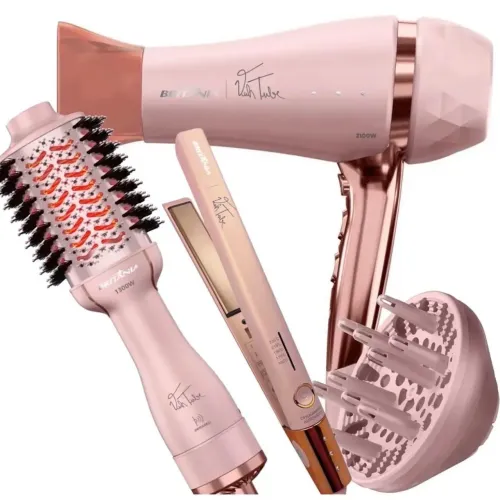 kit para cabelos britânia coleção viih tube rose gold 4 itens 