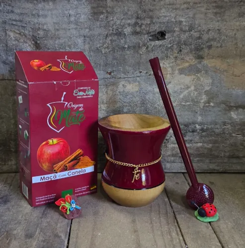 Kit para Chimarrão. Cuia, bomba, biscuit, choker e erva-mate