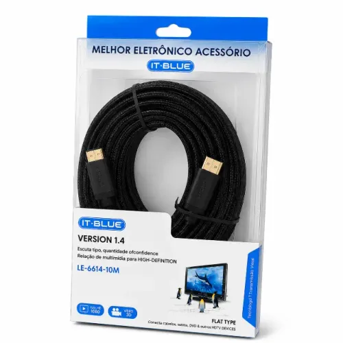Cabo HDMI 10 Metros 1.4 Full HD 1080p - Novo - Ditudo Tech e Variedades