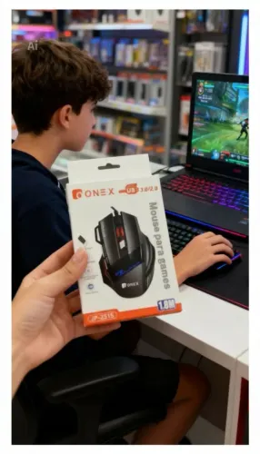 Mouse gamer Onex 6000dpi usb 3.0 preto leds para pc ou notebook 