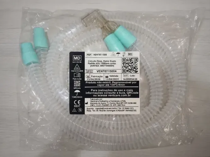 Circuito Respiratório Ramo Duplo ADU 1500mm Ventcare Novo Reutilizável