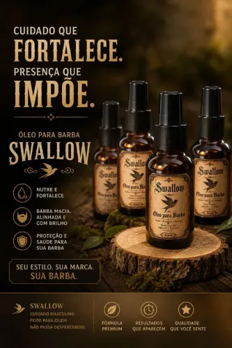 Óleo para Barba Swallow 60ml - Nutrição, Brilho e Maciez