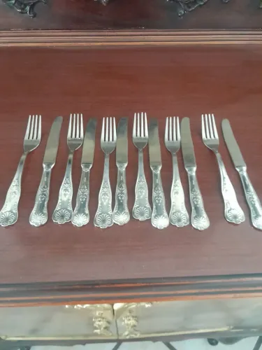 Conjuto de 12 talher de mesa italiano banhados a prata