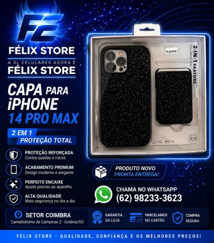 Capa iPhone 14 Pro Max Premium + Proteção 2 em 1 | FÉLIX STORE Goiânia