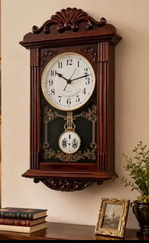 Relógio de Parede Vintage Retrô com pêndulo decorativo