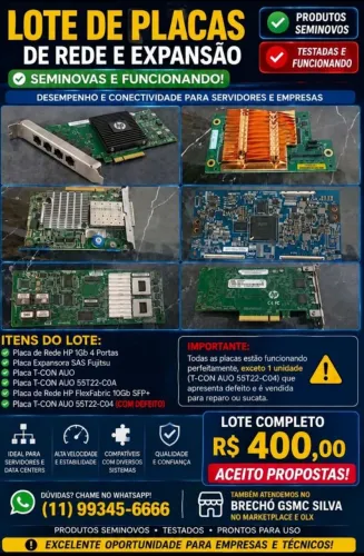 Lote de placas de rede expansão<br>DE REDE E EXPANSÃO<br>DE REDE E EXPANSÃO