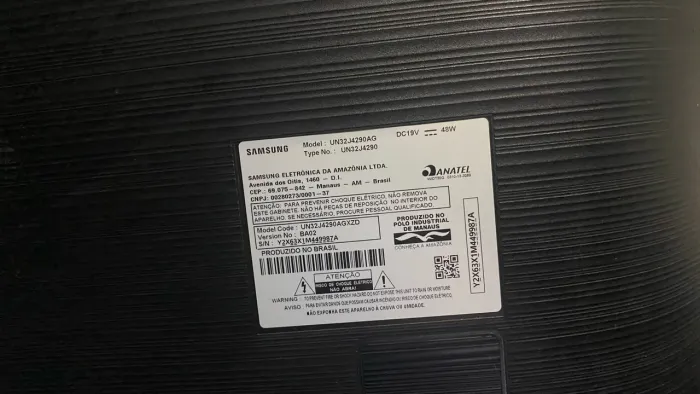 TV SAMSUNG SMART Model: UN32J4290AG Type No. : UN32J4290