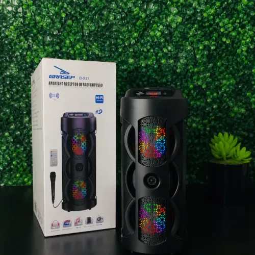 Caixa de Som Bluetooth Grasep D-S31 com Luzes LED