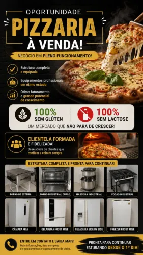 OPORTUNIDADE ÚNICA - PIZZARIA 100% SEM GLÚTEN E SEM LACTOSE À VENDA!