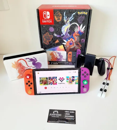 Nintendo Switch OLED EDIÇÃO POKEMON 64GB + 128GB - DESBLOQUEADO!! (Aceito Cartão)