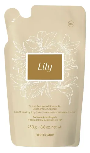 Refil Creme Acetinado Desodorante Hidratante Corporal Lily 250g