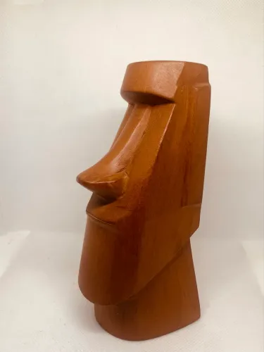 escultura em madeira nobre - Moai - 15 cm de altura