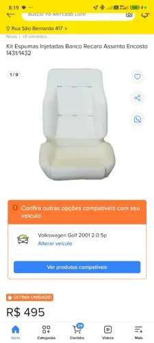 Dois kits espumas injetadas banco recaro assento encosto