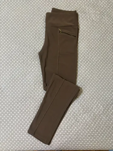 Calça canelada cintura alta marrom 