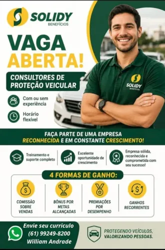  ? Vaga: Consultor de Vendas / Proteção Veicular - Início Imediato
