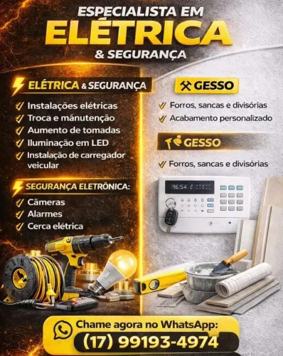 Eletricista, Drywall, Gesso acartonado, Segurança Eletrônica