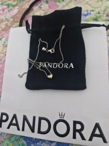 Colar pandora coração com ouro 14k 