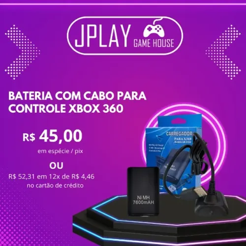 Bateria e cabo controle Xbox 360