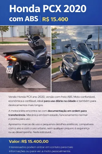 Honda PCX 2020 com ABS - R$ 14.400