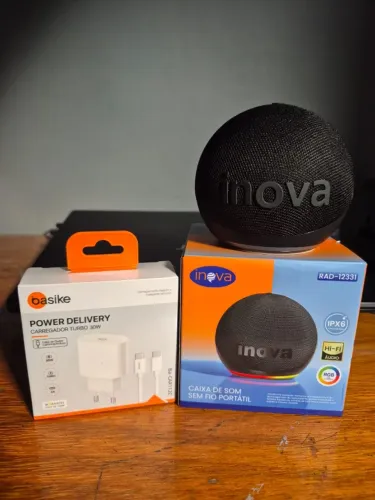 Kit Caixa de Som Bluetooth Inova RGB IPX6 + Carregador Turbo 30W