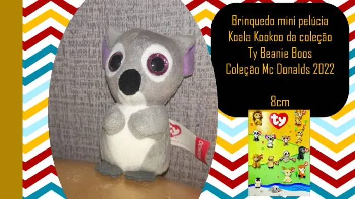 Brinquedo mini pelúcia Koala Kookoo da coleção Ty Beanie Boos Coleção Mc Donalds 2022
